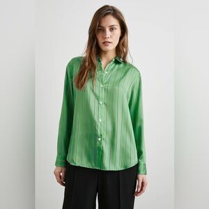Rails Elias Shirt Basil‎ Stripe Satin Top